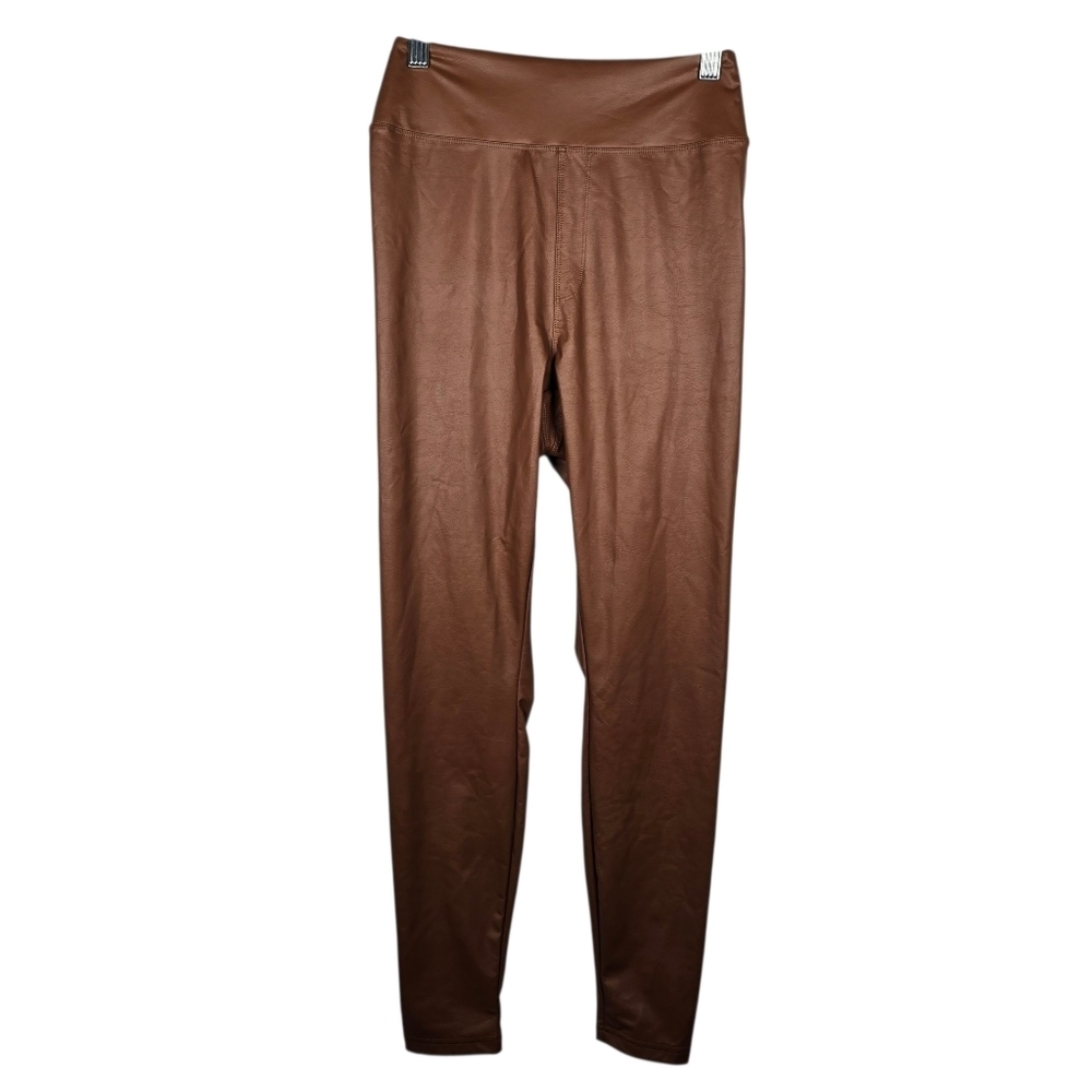 NWT Aerie Offline Real Luxe Faux Leather Legging Women's Size Med Shiny Cognac
